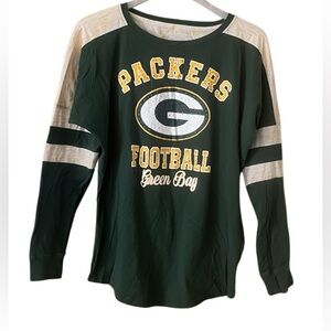 Women’s NFL Green Bay Packers Long Sleeve Tee - Dark Green & Cream